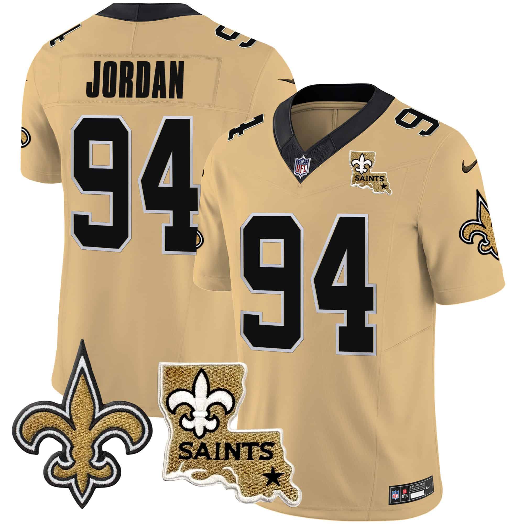 Men New Orleans Saints 94 Jordan Yellow 2024 Nike Vapor Limited NFL Jersey
